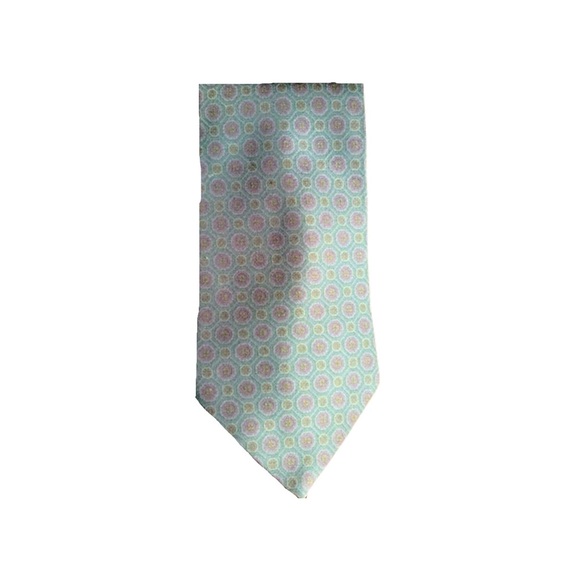 Vintage Richel Deluxe 100% Silk Green Geometric Tie - Picture 1 of 3